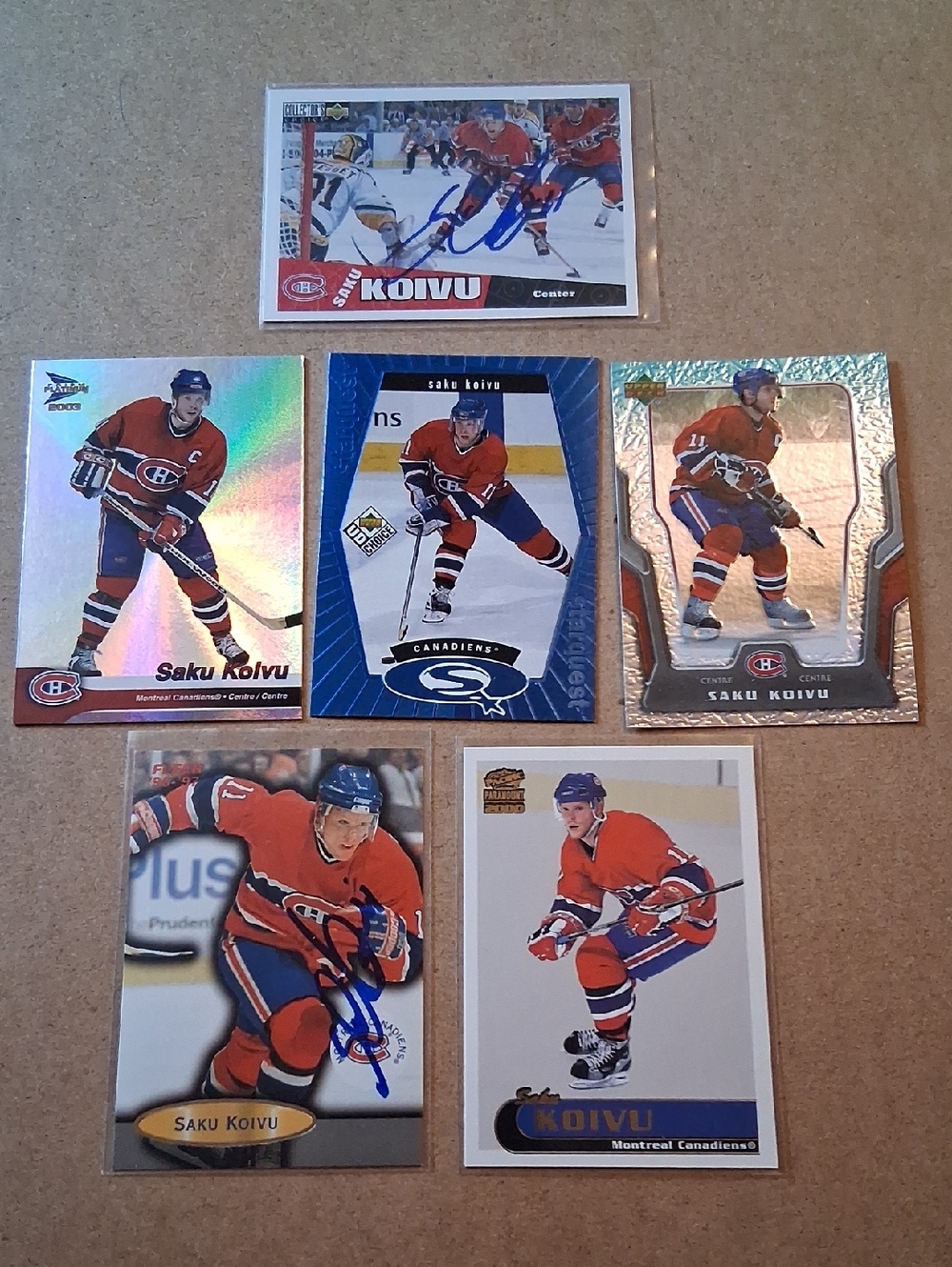 Montreal Canadiens Saku Koivu NHL Hockey Card Lot - Red, Blue, White